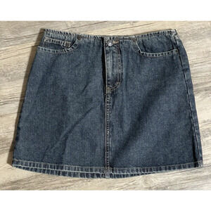Vtg American Eagle Skirt Jean Denim Mini Flat Front 90s Y2K Made In USA Sz 2